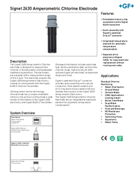 Thumbnail of document Data Sheet - 2630 Amperometric Free Chlorine Electrode